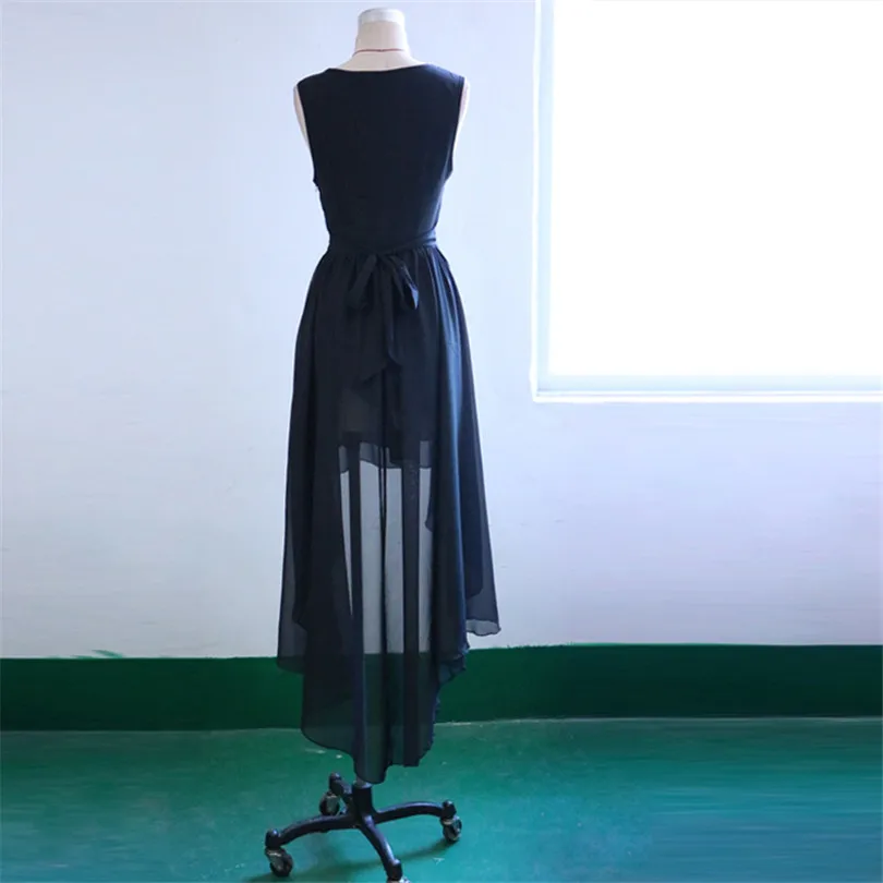 

YRRETY Women Sexy Summer Dress Sleeveless Maxi Long Dress Beach Style Sundress Vestidos For Female Irregular Chiffon Dresses