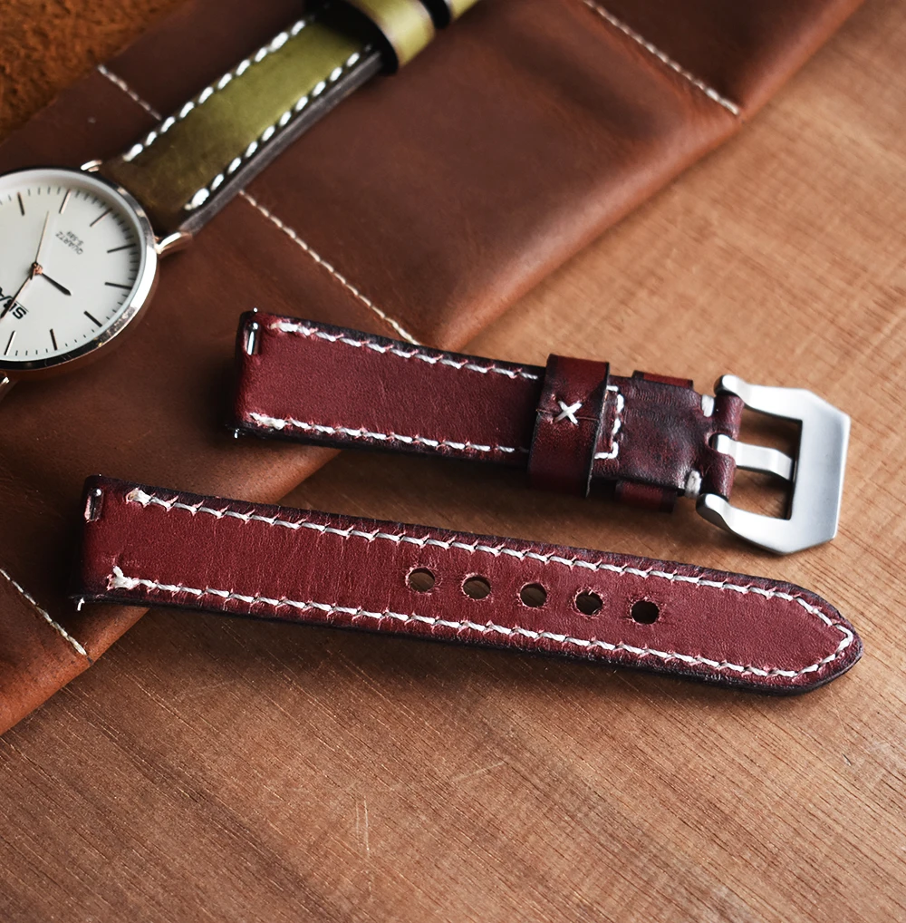 Ремешок Onthelevel из натуральной кожи для часов Panerai Винтажный стиль 20 мм 22 мм кожаный ремешок желтый оранжевый зеленый красный ремешок# C