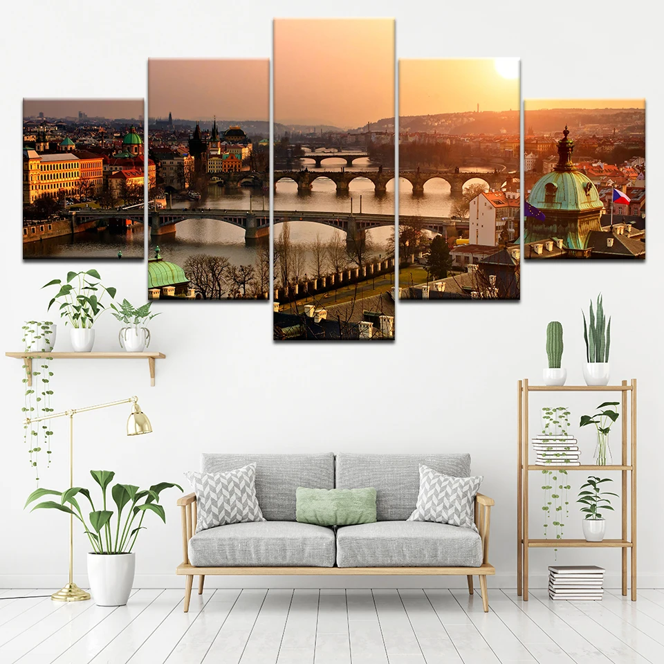 Картина на холсте 5 шт. Модульная картина для гостиной и домашнего