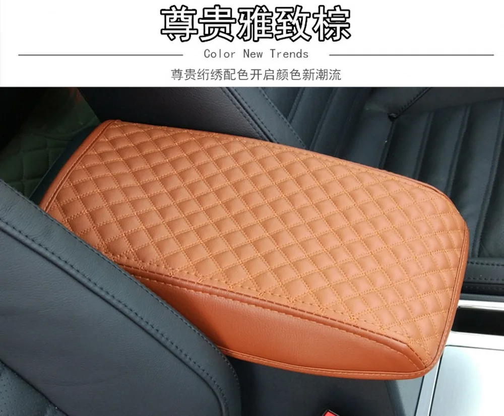 Автомобиль центральной консоли подлокотник коробка крышка DIY черная кожа с