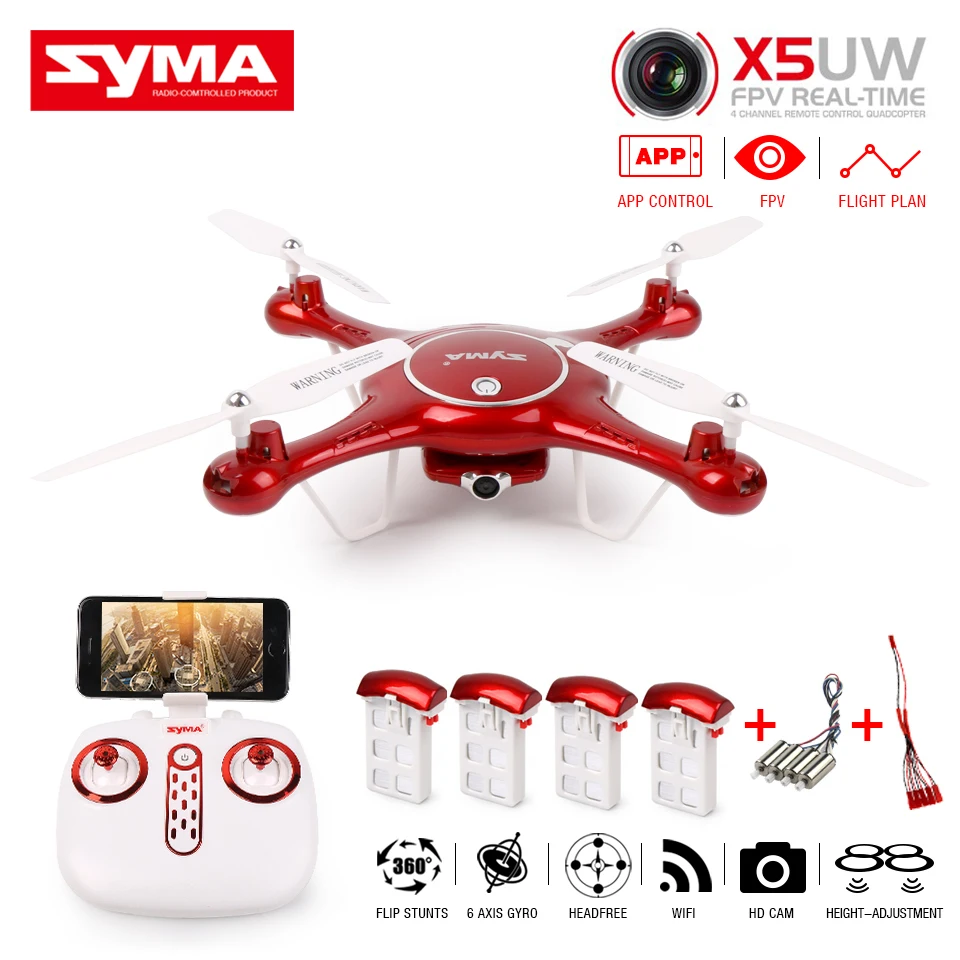 SYMA X5UW X5UC Радиоуправляемый квадрокоптер Дрон 720P 2MP HD FPV Wi-Fi камера Алюминиевый
