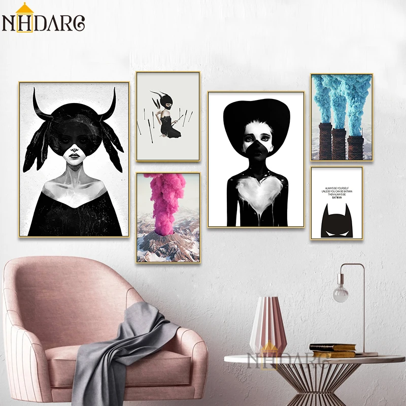 

Nordic Cuadros Posters And Prints Black White Wall Art Canvas Painting Girl Picture For Living Room Scandinavian Home Decor
