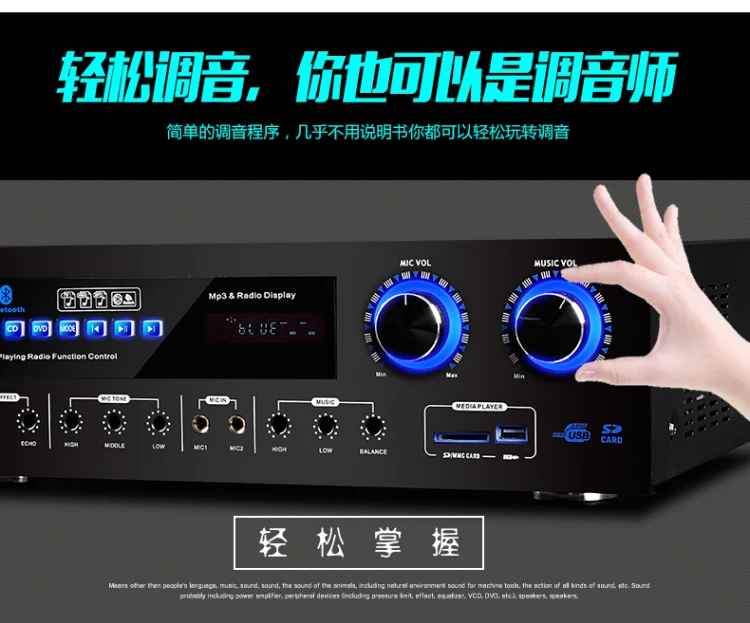 220 В D20 Профессиональный KTV Усилитель hifi усилитель мощности высокой мощности 100 Вт* 2 домашний караоке ОК