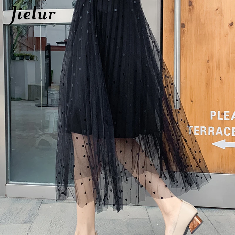 Женская плиссированная юбка в горошек с завышенной талией|Женские юбки| |