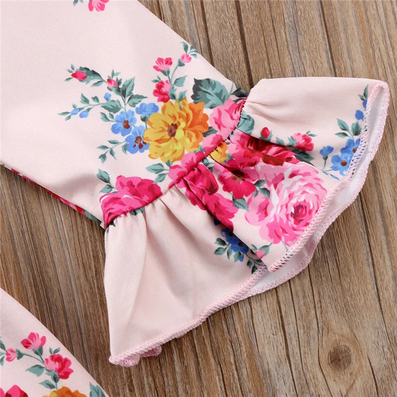 Lovely Kids Girls Floral Dress 2018 Newest Spring Autumn Baby Girl Pagoda Sleeve Dresses Fashion Princess Party Wedding Vestidos | Детская