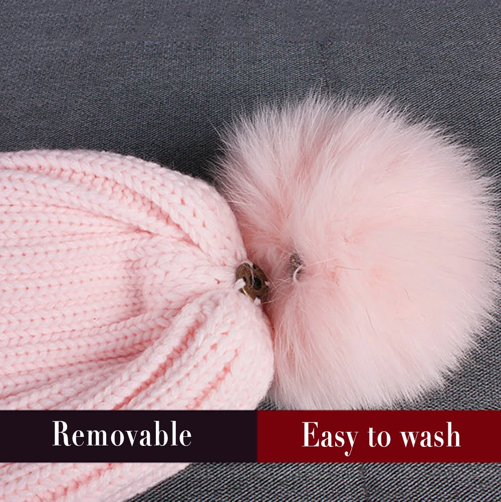 Зима меховая шапка для женщин реального лисий мех енота Шерстяные шапочки