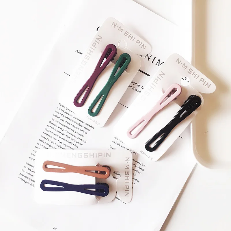 1sat=2pcs Candy colors cute fashion wild metal duckbill clip fresh cartoon long ears rabbit hairpin headdress Headwear |