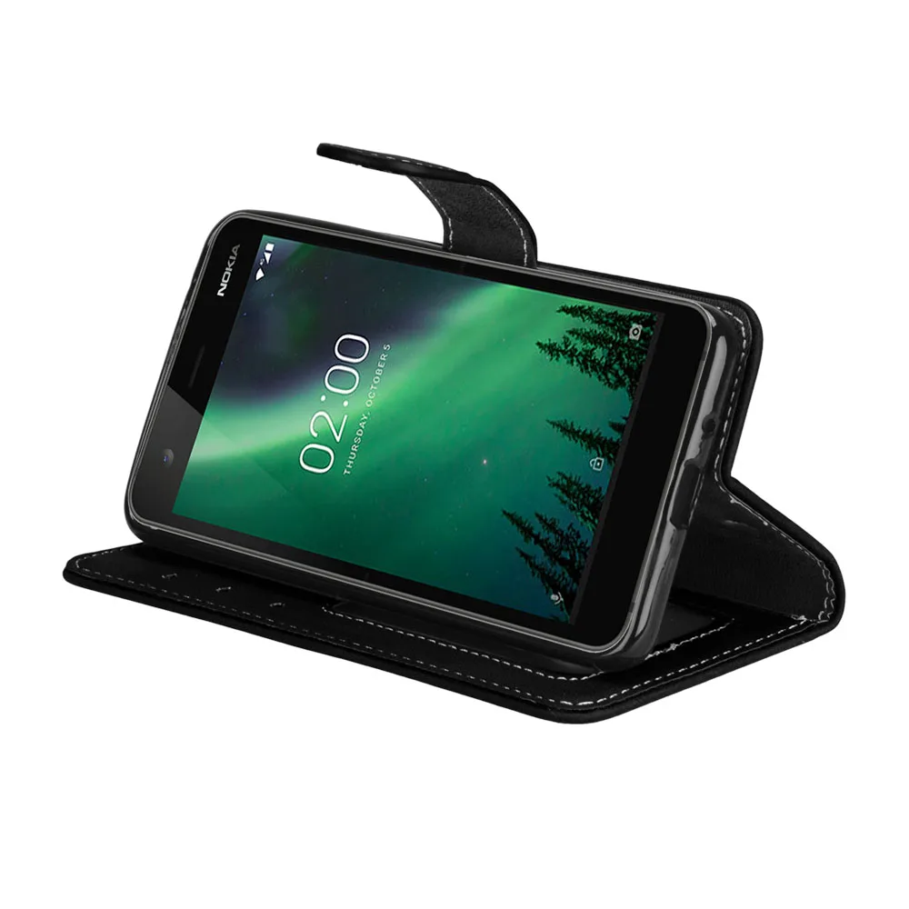 Для Nokia 2 TA-1029 TA-1035 чехол винтажный матовый однотонный из искусственной кожи силиконовый флип-чехол для телефона кошелек подставка держатель для Nokia2 чехол s