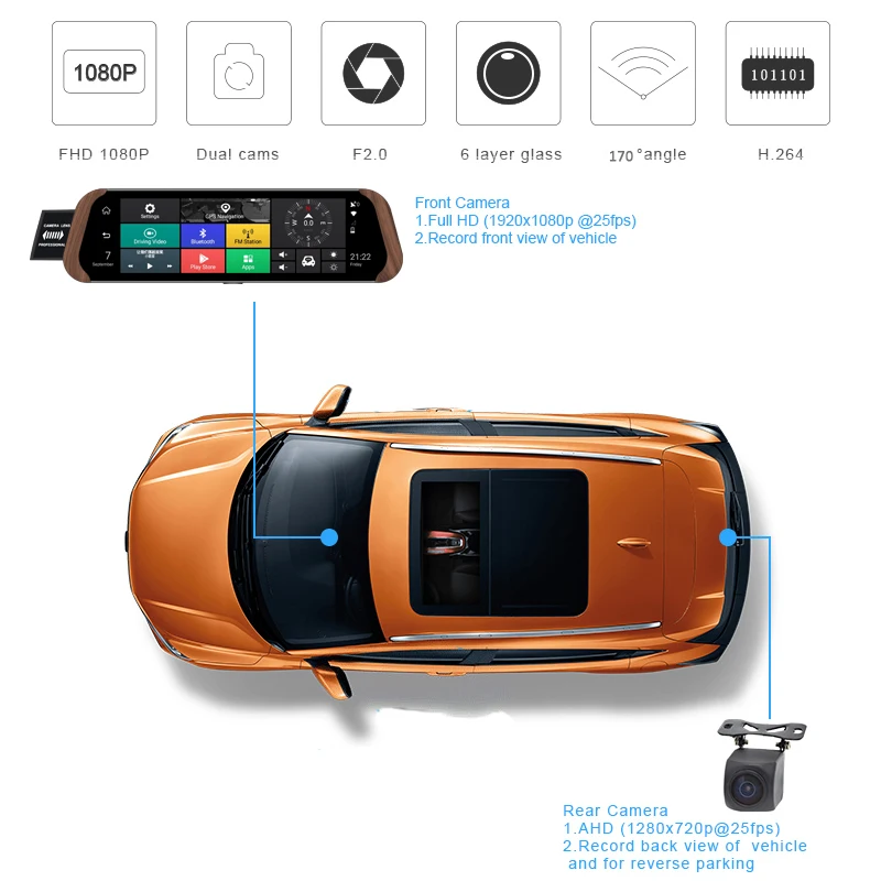 ANSTAR 786W 10 ''сенсорный экран видеорегистратор Android 4G ADAS gps Автомобильный видеорегистратор двойной объектив запись камера заднего вида 1080P FHD Автомобильный видеорегистратор зеркало