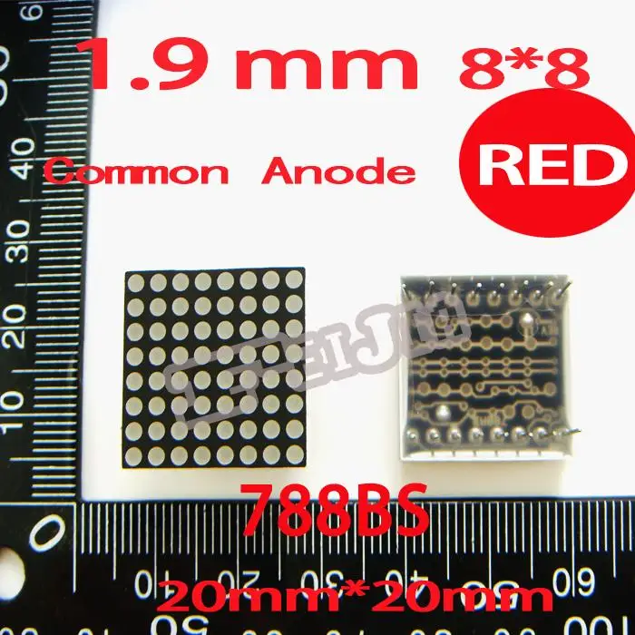Цифровой трубный модуль 50 шт./лот 1 9 мм 8X8 Красный общий анод 20*20 LED точечная