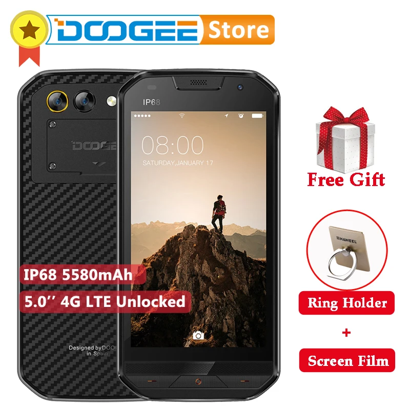 Doogee S30 IP68 Смартфон Android 7.0 двойной Камера 5580 мАч быстрая зарядка 5.0 &quotHD MTK6737 2 ГБ 16