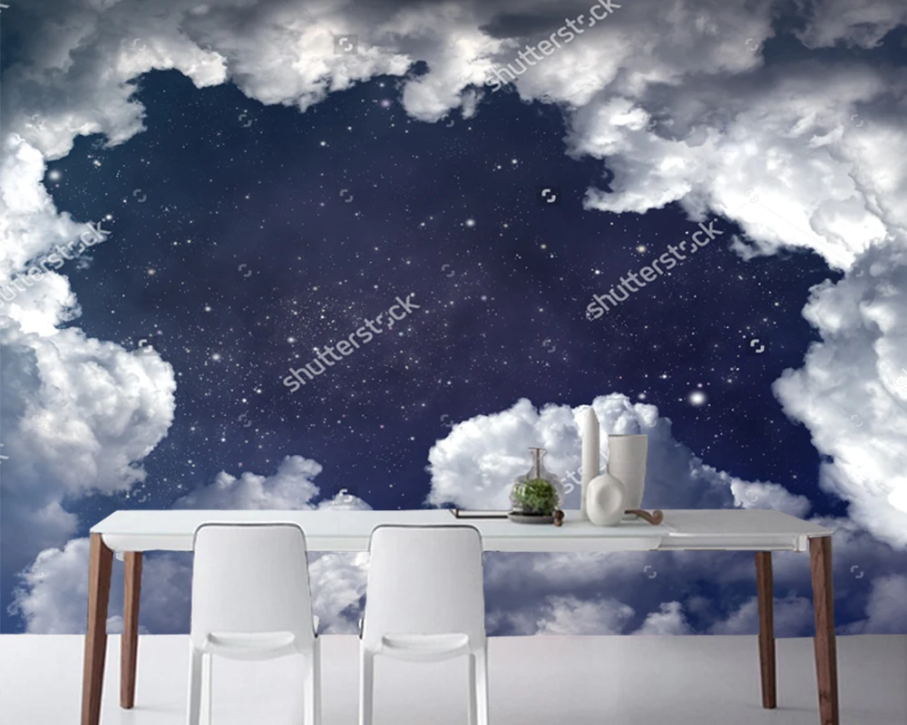Потолочные обои на заказ фотообои с изображением звездного космоса для гостиной