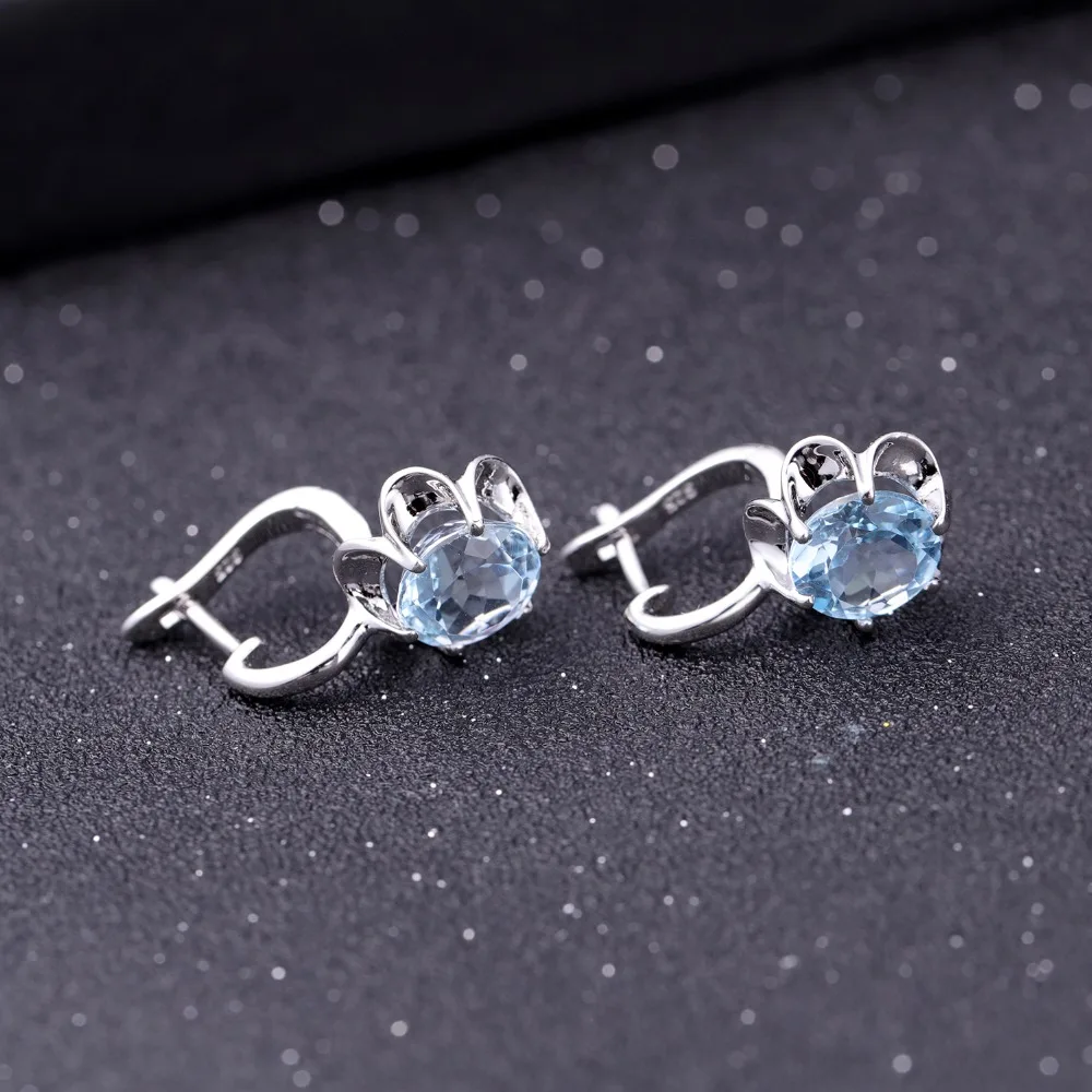 GEM'S BALLET 6.90Ct натуральный Небесно голубой топаз серьги 925 пробы Серебряный цветок серьги гвоздики для женщин хорошее ювелирное изделие подарок