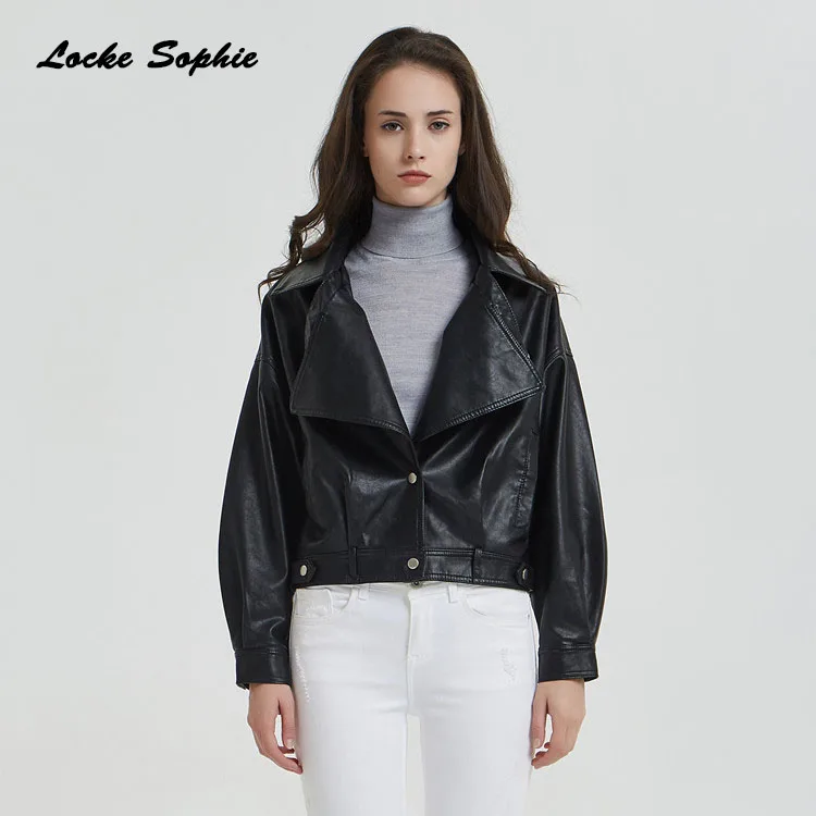 Женская короткая куртка большого размера блейзеры осень 2020 искусственная кожа