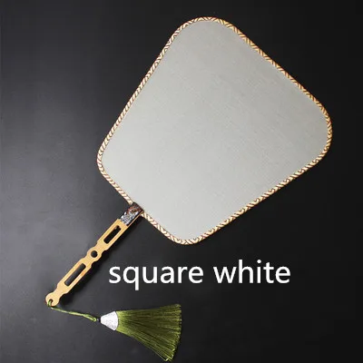 square white High End пустой натуральный шелк тутового шелкопряда веер из ткани китайский традиционный ремесло бамбуковая ручка веер для женщин взрослых DIY Изобразительное искусство живопись - Цвет: square white