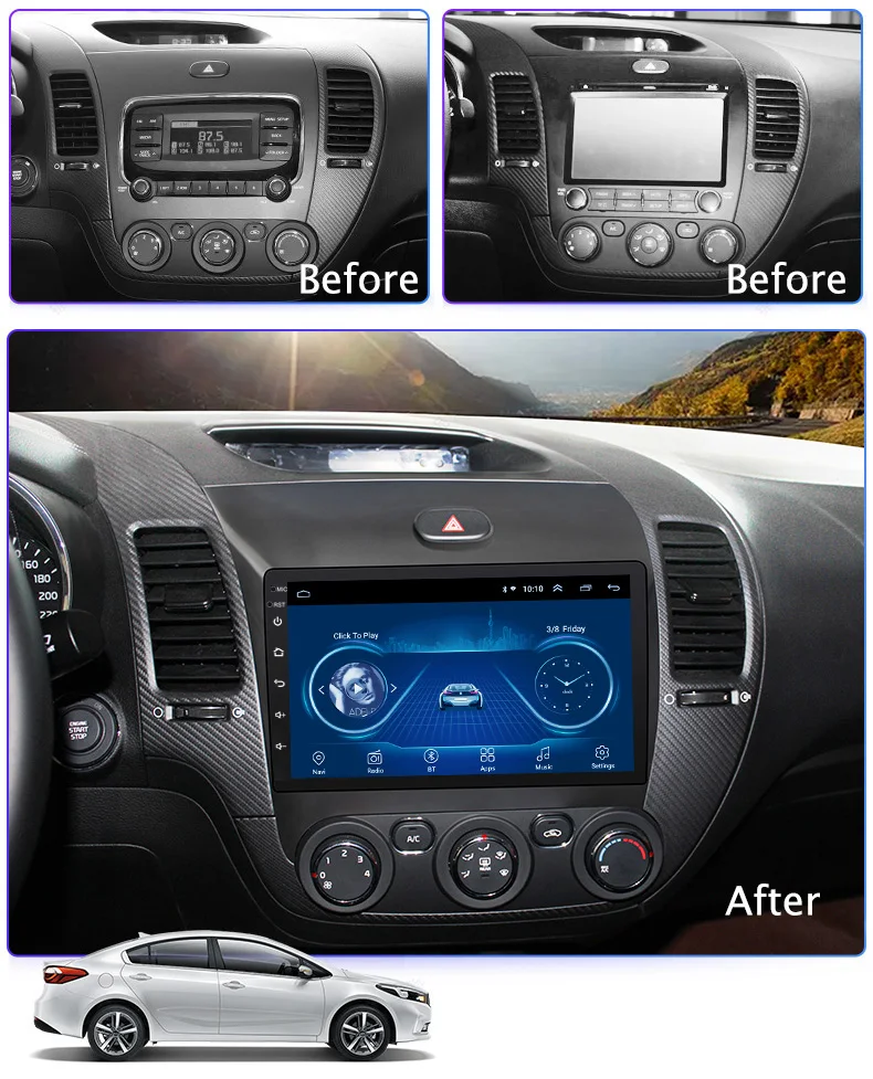9 дюймов HD светодиодный полный сенсорный экран Android 8,1 gps навигация для Kia k3 2013- стерео система с Bluetooth