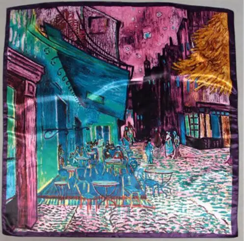 Новый Женский Винсент ван Гог Картина Маслом кофейня шелковый шарф Люксовый