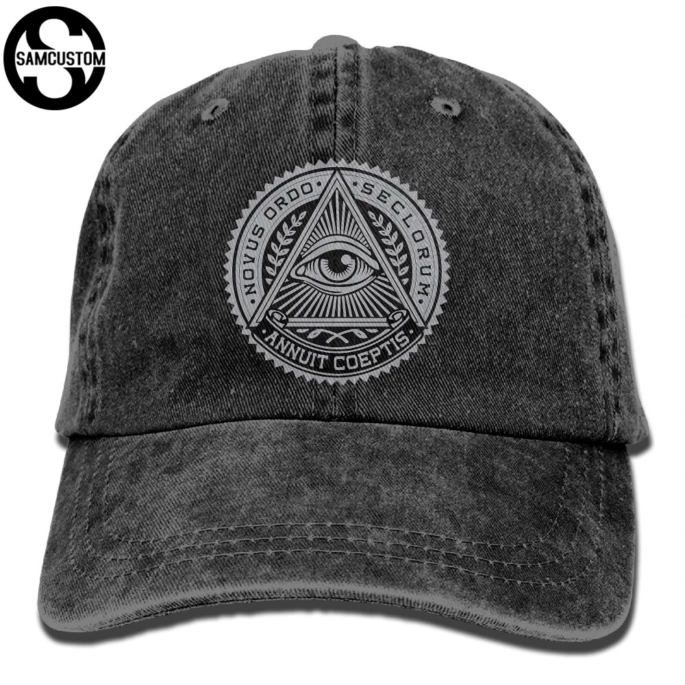 SAMCUSTOM Illuminati 3D Индивидуальные вымытые джинсовые шапки осень лето Мужские Женские