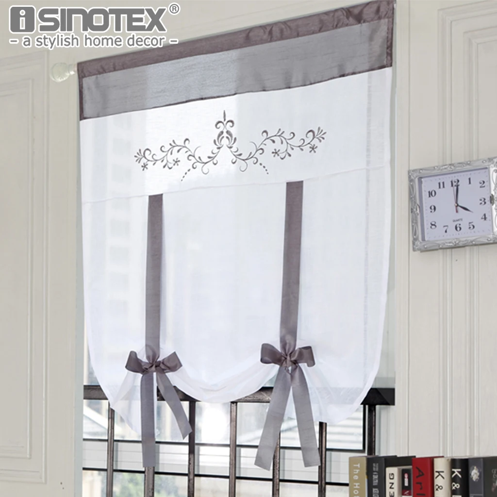 Ткань из полиэстера окна римская вуаль занавеска с вышивкой искусственная кожа 6