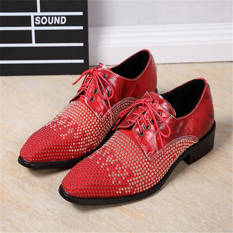 Pacthwork/красные свадебные мужские туфли Chaussure Homme кожаные на толстой мягкой подошве