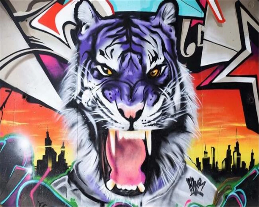 3D обои для гостиной спальни ТВ фон ручная роспись тигр стен 3 d papel parede|custom wallpaper|tiger