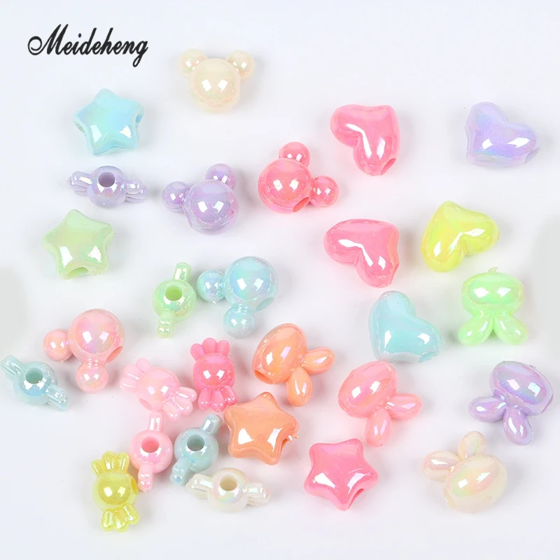 Акриловые радужные бусины в форме сердца для изготовления ювелирных изделий