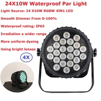 4pcslot eyourlife 24x10w waterproof outdoor led stage lights 4in1 par cans dmx512 lighting laser projector party club pub ktv