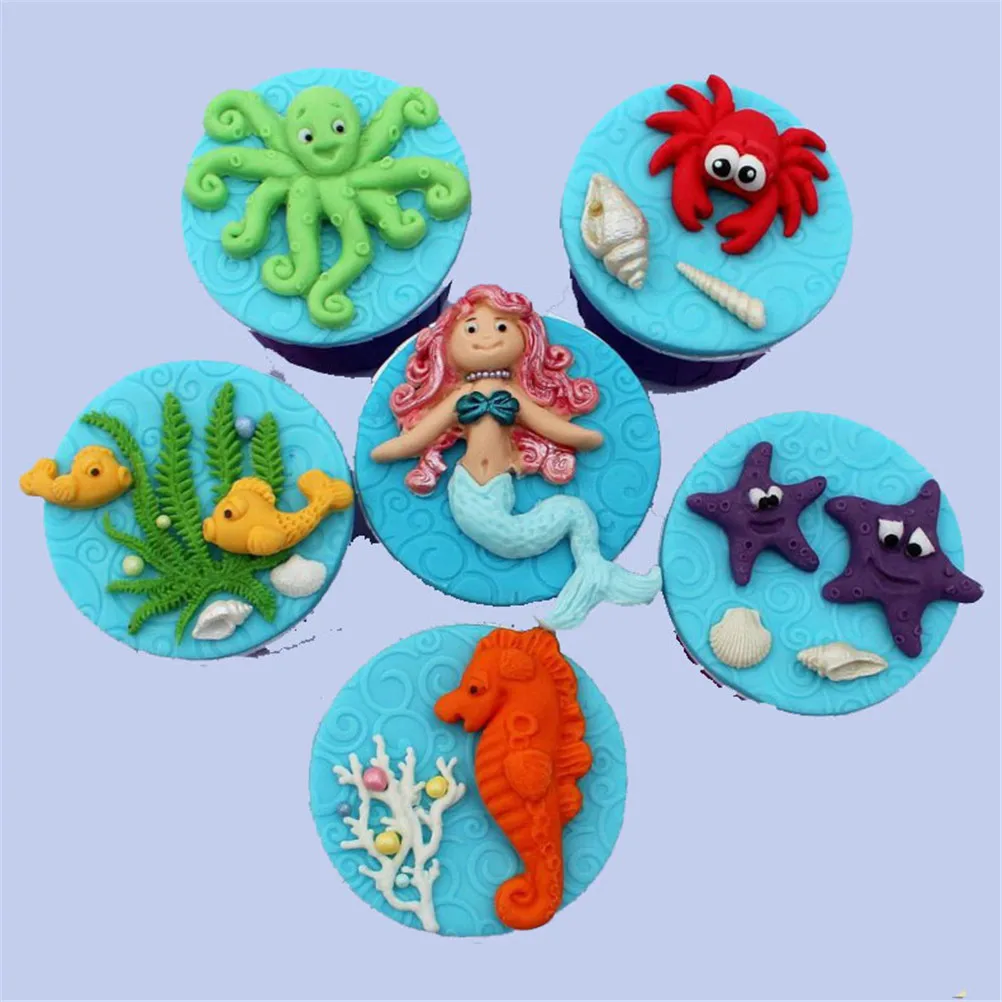 Сахар клей формы для цементного раствора 3D силиконовые Русалка выпечки