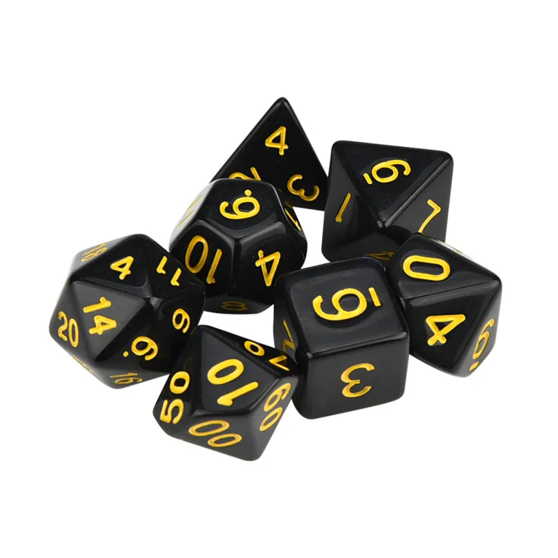 7 шт. кости с цифрами для TRPG игра многогранные D4 D20 мульти сторонее акриловое