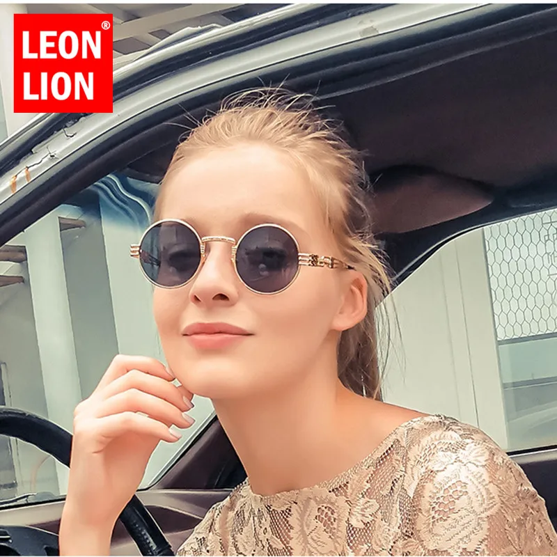 LeonLion 2021 стимпанк Круглые Солнцезащитные очки женские Ретро высококачественные