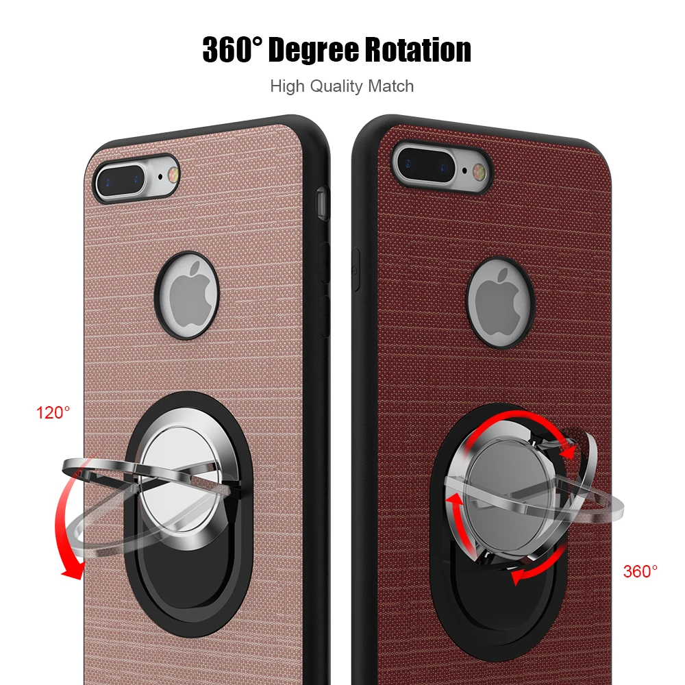 KISSCASE Phone Case For iPhone 6 6S 7 / Plus 5 5S SE Samsung S8 S7 Edge Cover Car Magnetic Absorb Ring Stand Bag |