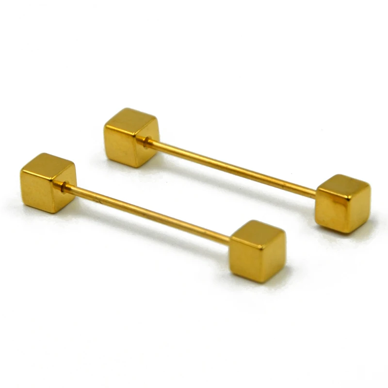 Showlove 2pcs 316 Stainless Steel Square Shape 16G Long industrial Barbell Cartilage Earrings Body Piercing Jewelry | Украшения и