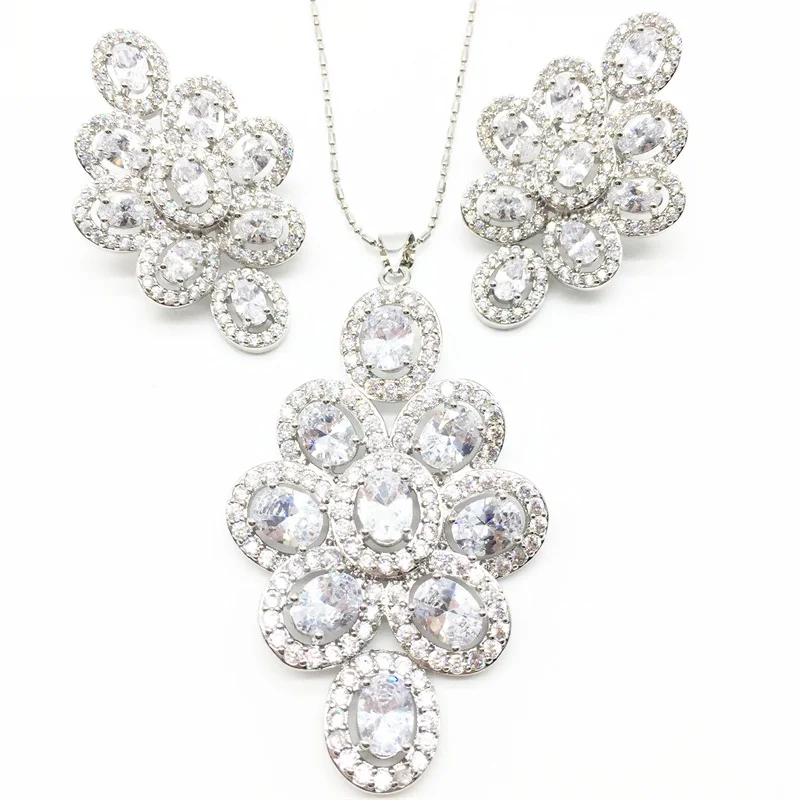 Женский комплект из колье и серёг серебра 925 пробы|necklace and earrings|jewelry sets for womensilver