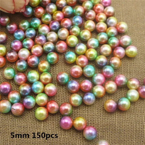 5mm 150pcs Смешивать цвета радуги 3/4/5/6/8/10 мм Круглый бисер в виде жемчужин без отверстия бусины DIY одежды ручной работы аксессуары E0816 - Цвет: 5mm 150pcs