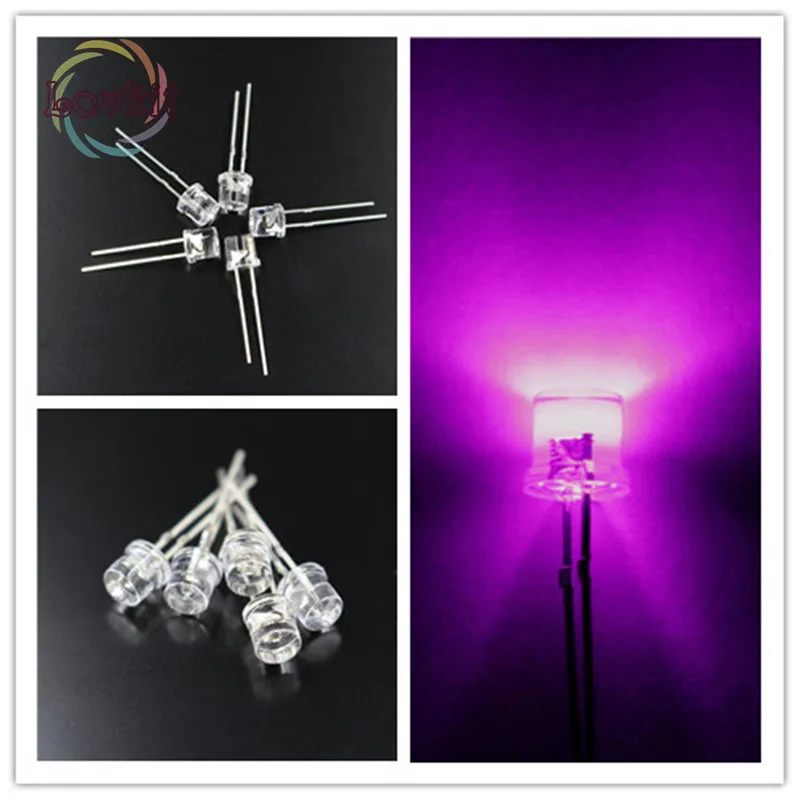 Высокое качество 1000 шт 5 мм с плоской вершиной Розовый Светодиодный Широкий