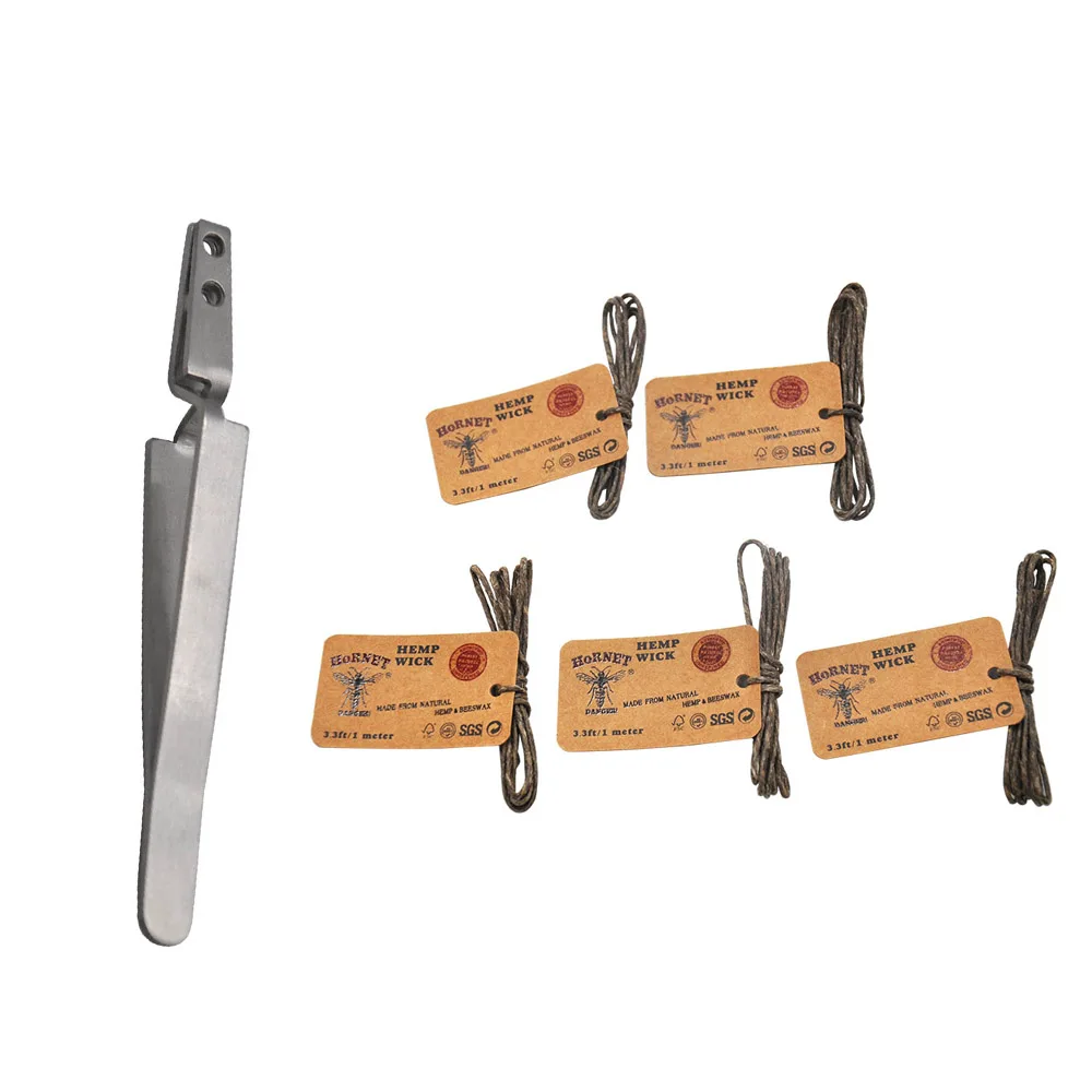1pc and 5pc Rope HORNET из нержавеющей стали пчелиная палочка 113 мм металлический фитиль восковой веревки палочка инструмент с 5 шт. вспомогательный канат сгорания из конопли - Цвет: 1pc and 5pc Rope