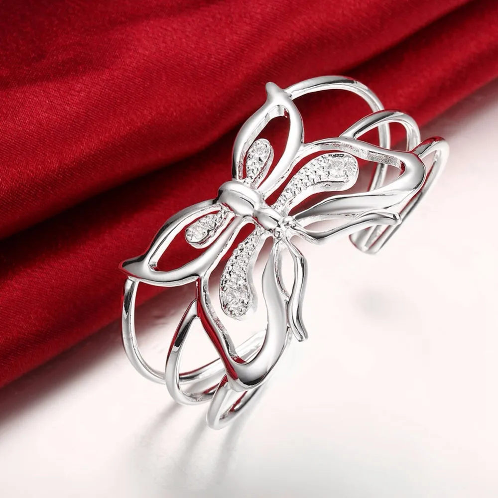 Для женщин манжеты браслет из стерлингового серебра 925 очаровательные модные