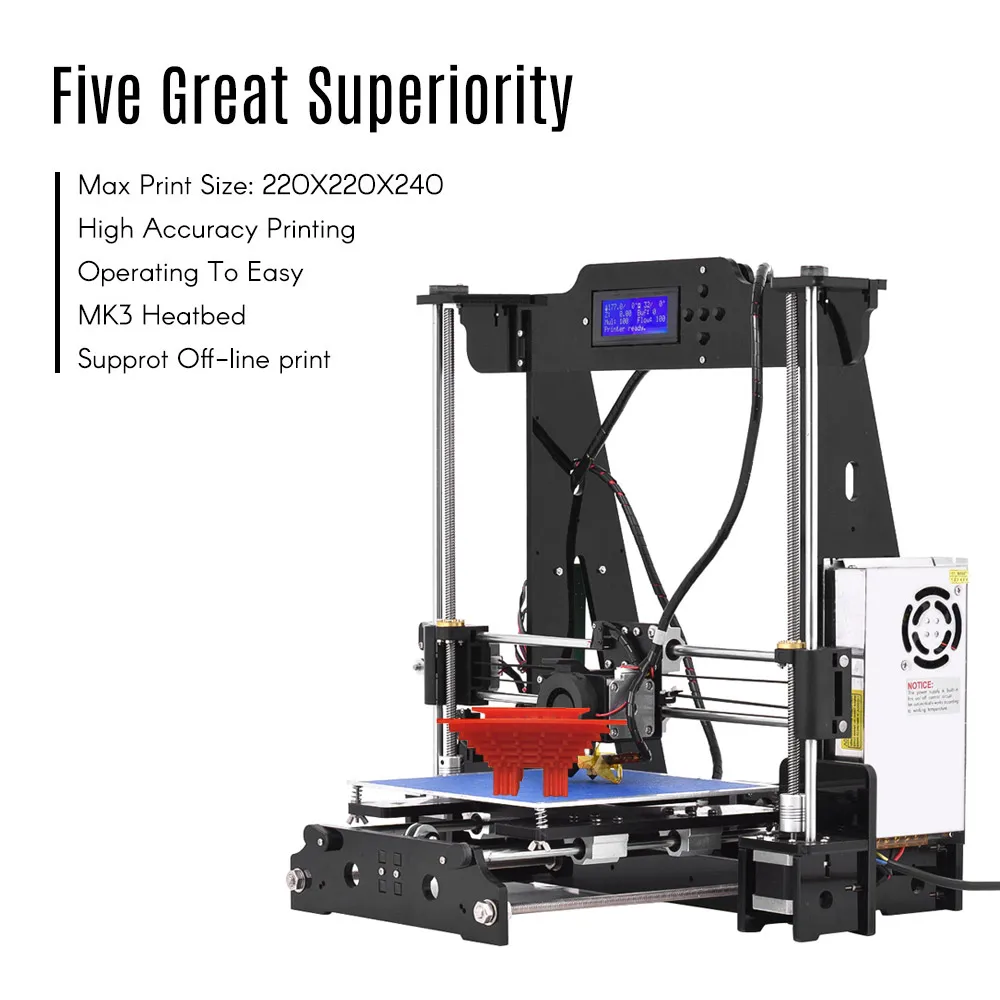 Высокоточный Рабочий стол 3d принтер наборы DIY для самостоятельной сборки акриловая рамка i3 с TF картой большой размер печати 220*220*240 мм