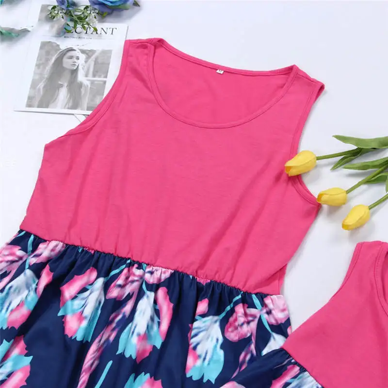 Mother Daughter Dresses 2019 Patchwork Floral Long Dress Mommy and me clothes Vestido mae e filha Family matching C0360 | Мать и ребенок