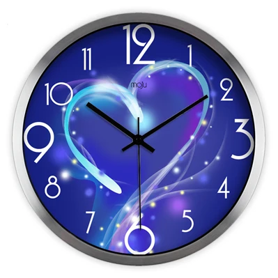 2016 креативные настенные часы с близкими сердцами и голубыми беззвучными часами
