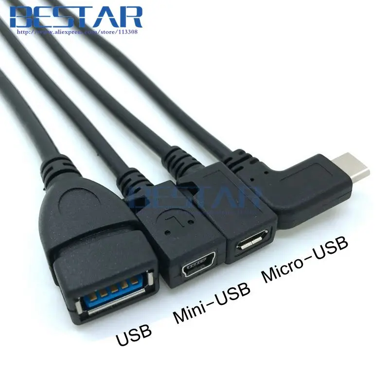 USB C type c 3 1 угловой штекер на 0/Mini 2 0/Micro гнездовой кабель для зарядки и передачи