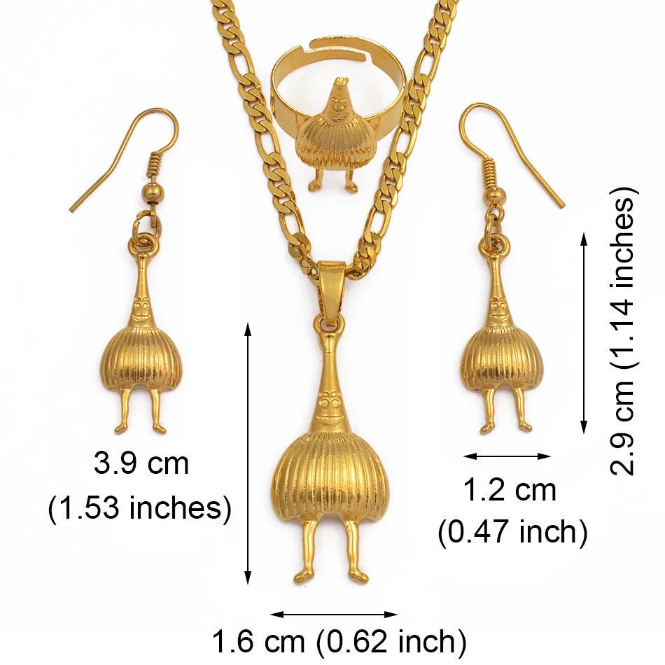 Anniyo Золотистая подвеска Папуа - Новая Гвинея и Цепи / Кольцо / Серьги для женщин PNG Ювелирные изделия Патриотические предметы #098106.