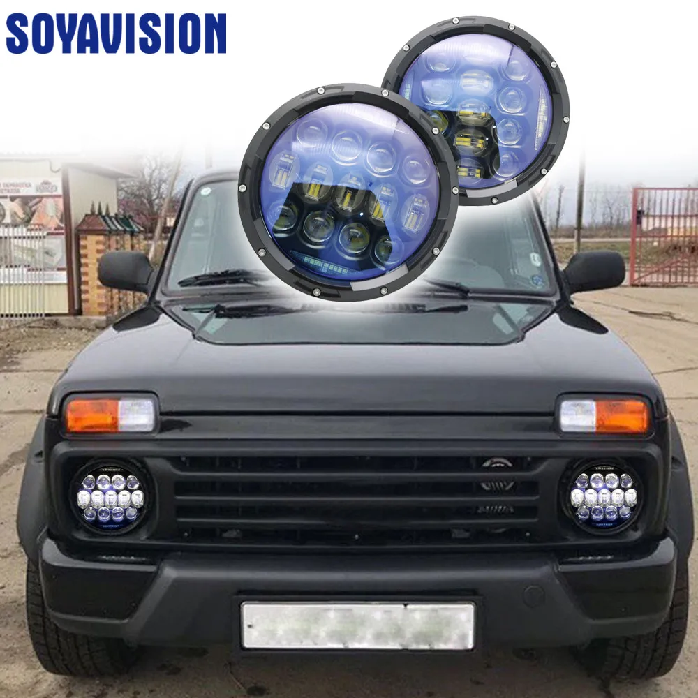 2 шт. для Lada 4x4 urban Niva 7 ''дюймовый круглый светодиодный головной светильник s