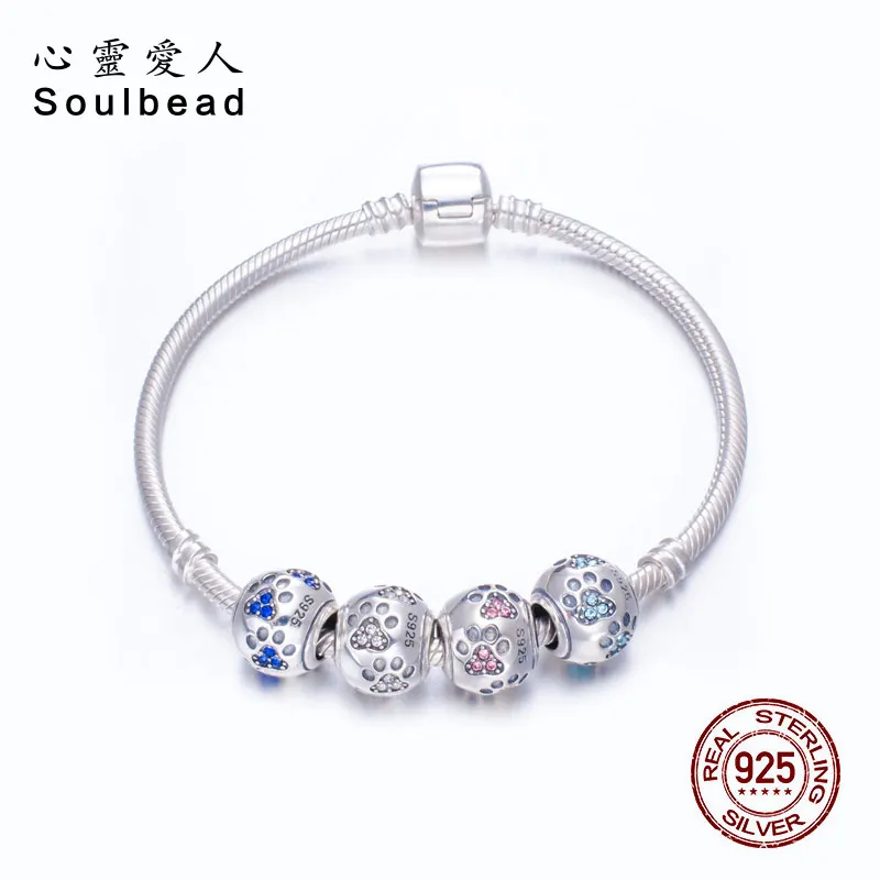 Soulbead, 925 пробы, серебряный шарм из австрийского кристалла, бисер, подходит для браслета Pandora, цепочка, ожерелье и очаровательный браслет для подарков