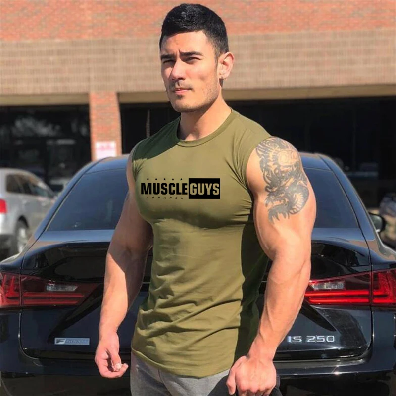 Модная мужская майка для тренировок Muscleguys фитнеса бодибилдинга спортзала