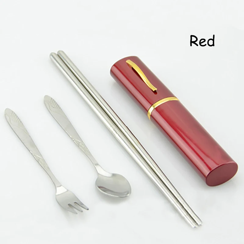 Red ONEUP 3 шт. набор столовых приборов из нержавеющей стали складные палочки для еды портативные столовые приборы креативные студенческие путешествия для работы набор посуды - Цвет: Red
