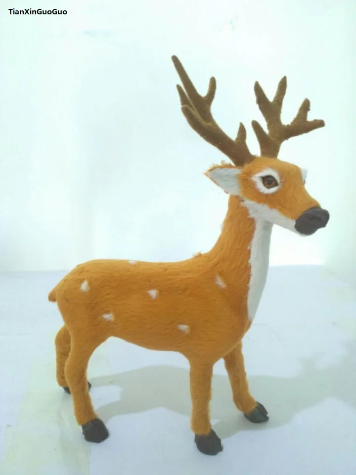 

simulation deer hard model polyethylene&faux furs sika deer large 17x21cm handicraft home decoration gift s1640