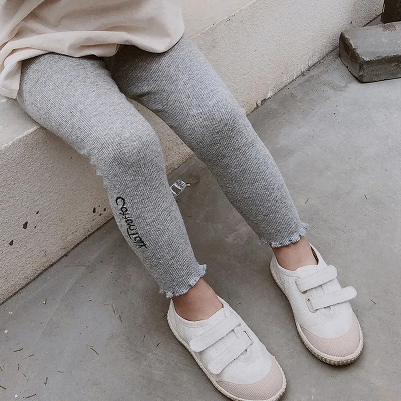 

5 Colors Toddler Baby Girls Legging Cotton Girls Ruffles Pants Kids Leggings Skinny Capris Girl Letter Print Pants Spring Autumn