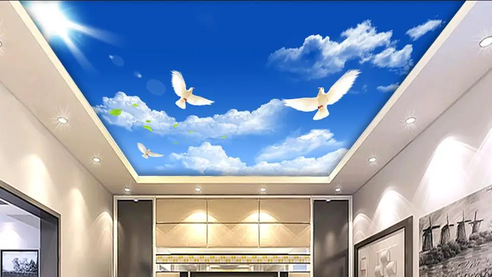 

Custom 3d ceiling wallpaper for walls in rolls Sun blue sky Living room bedroom wall papers home decor ceiling