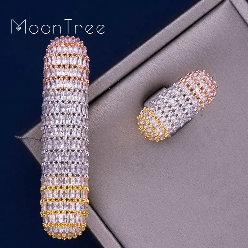 MoonTree роскошные квадратные ювелирные наборы полностью кубические цирконы медь 3